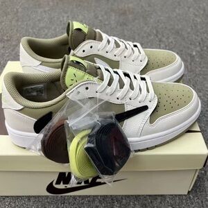 Nike Women's Shoes in White, Olive, and Black